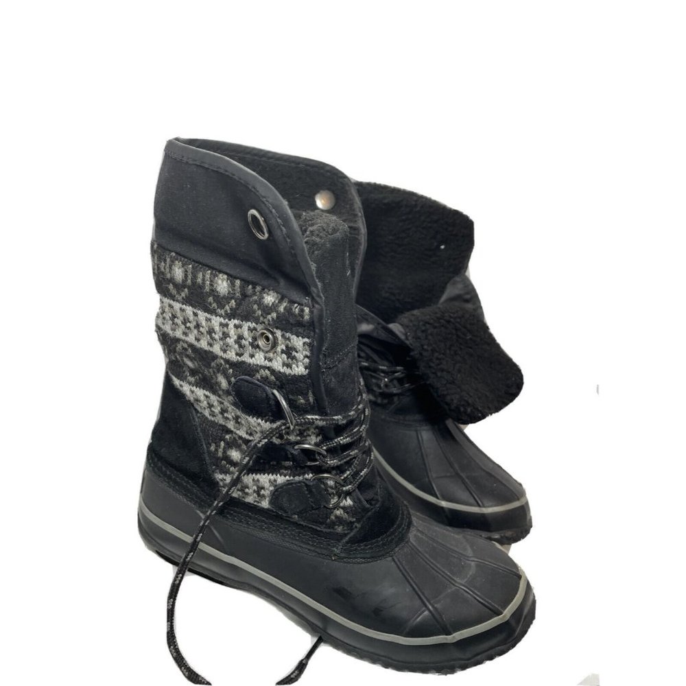Khombu Shoes Maya Women's Size 8 Black Winter Sweater Boots Steel Shank